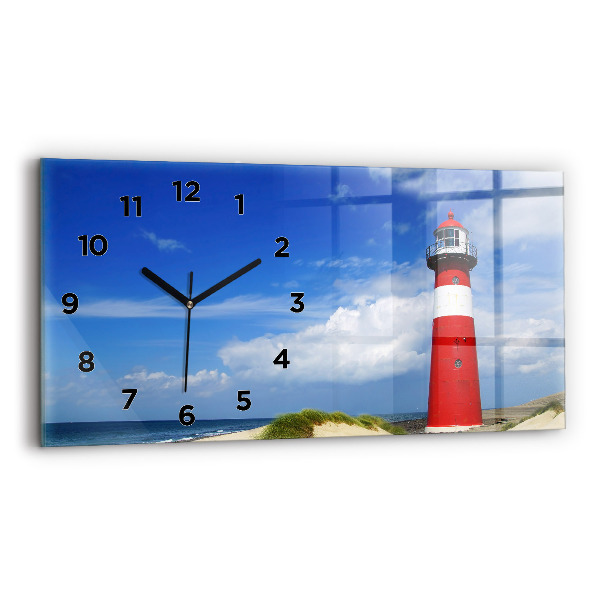 Glass wall clock rectangular Lighthouse