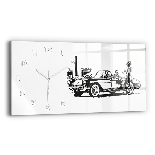 Glass wall clock rectangular Retro Illustration