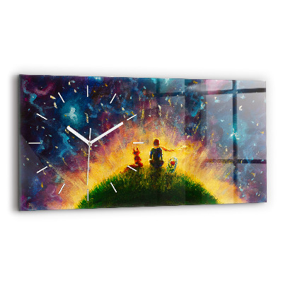 Glass wall clock rectangular Abstraction The Little Prince
