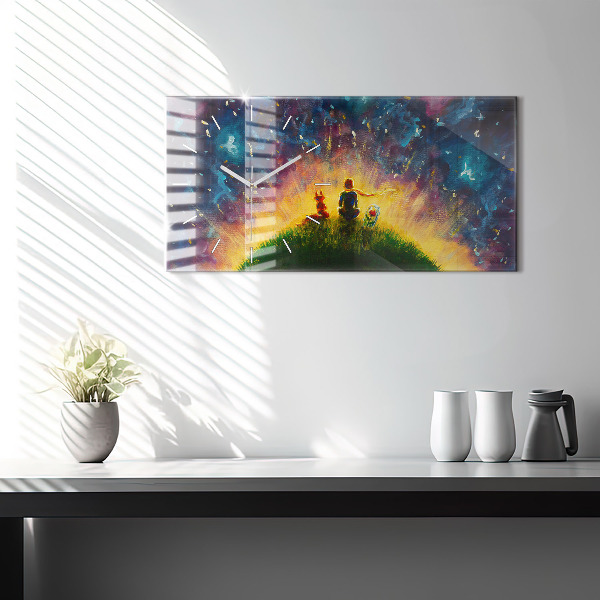 Glass wall clock rectangular Abstraction The Little Prince