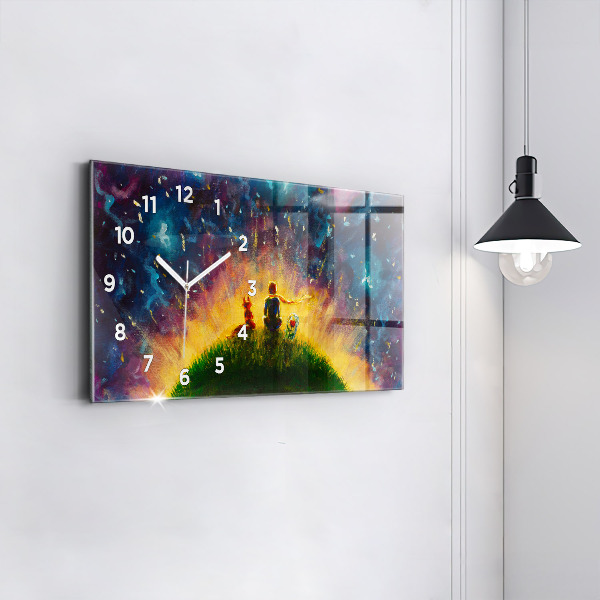 Glass wall clock rectangular Abstraction The Little Prince
