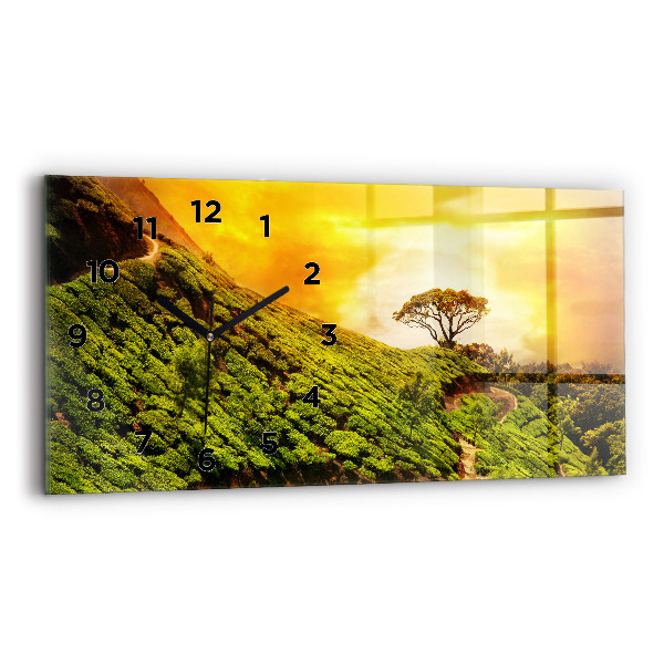Glass wall clock rectangular Tea Hill