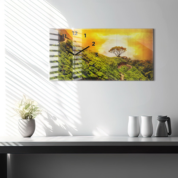 Glass wall clock rectangular Tea Hill