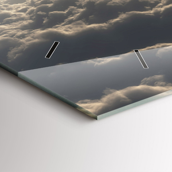 Glass wall clock rectangular Balloon in the sky