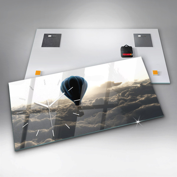 Glass wall clock rectangular Balloon in the sky