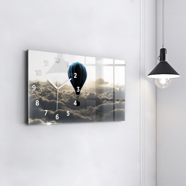 Glass wall clock rectangular Balloon in the sky