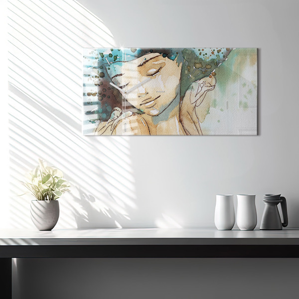Glass wall clock rectangular Abstraction Woman