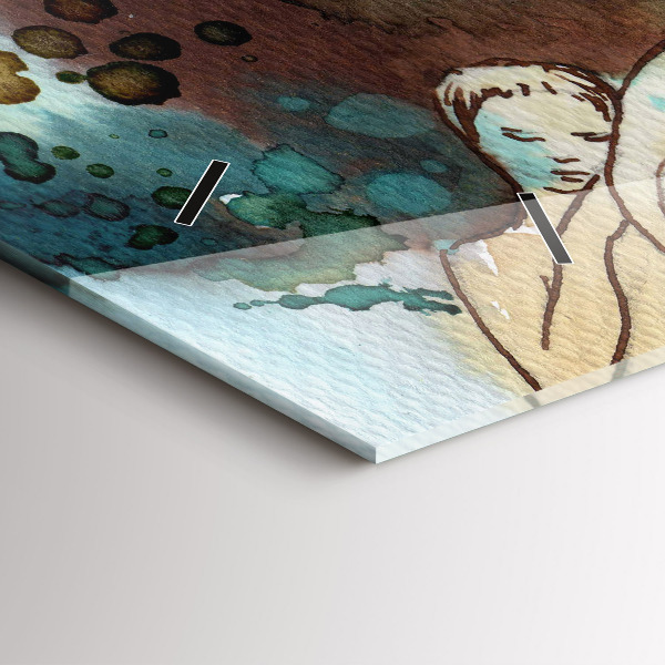 Glass wall clock rectangular Abstraction Woman