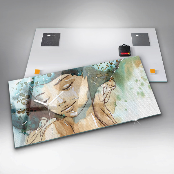 Glass wall clock rectangular Abstraction Woman