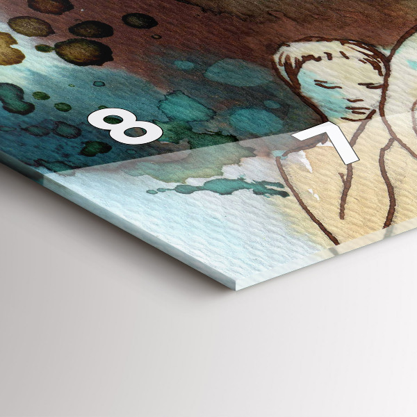 Glass wall clock rectangular Abstraction Woman