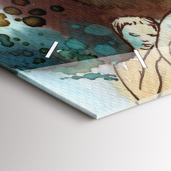 Glass wall clock rectangular Abstraction Woman