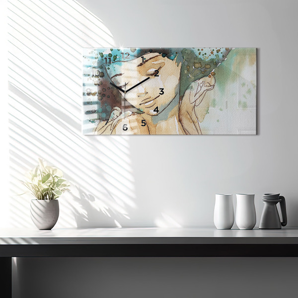 Glass wall clock rectangular Abstraction Woman