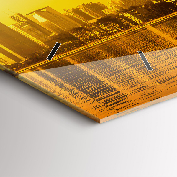 Glass wall clock rectangular Zhujiang River