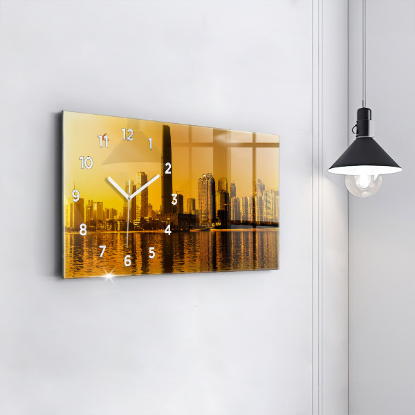 Glass wall clock rectangular Zhujiang River