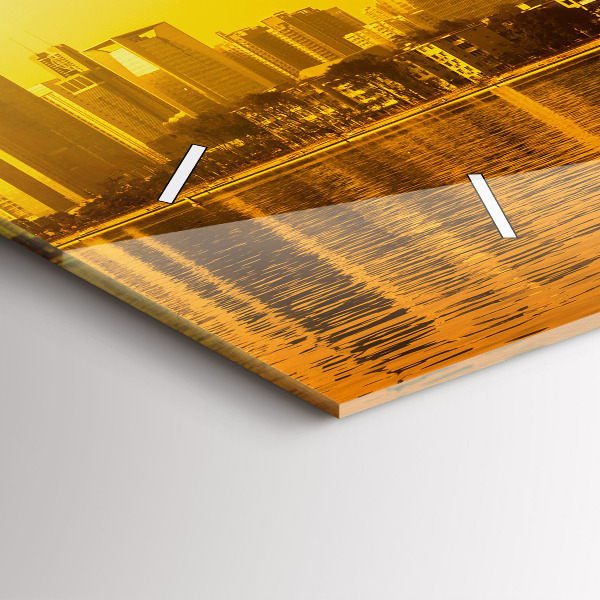 Glass wall clock rectangular Zhujiang River