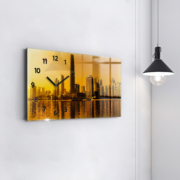 Glass wall clock rectangular Zhujiang River