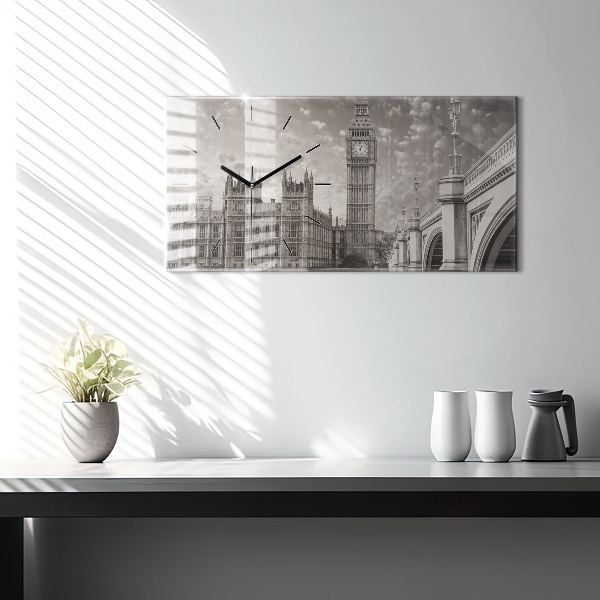 Glass wall clock rectangular London England Big Ben