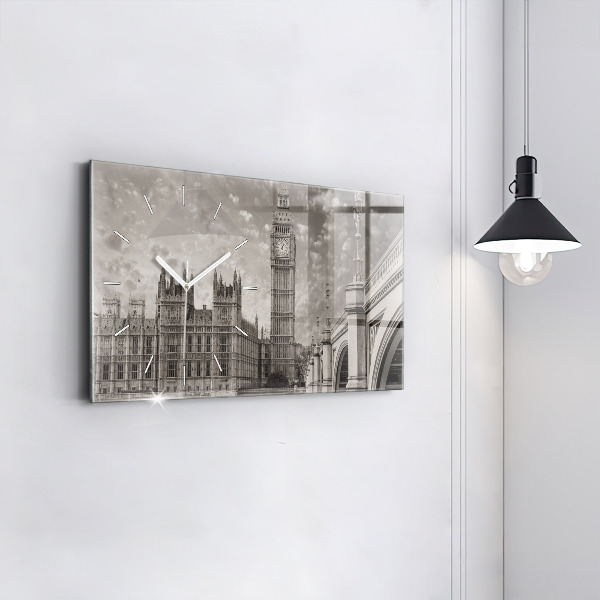 Glass wall clock rectangular London England Big Ben