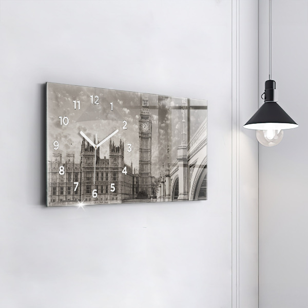 Glass wall clock rectangular London England Big Ben