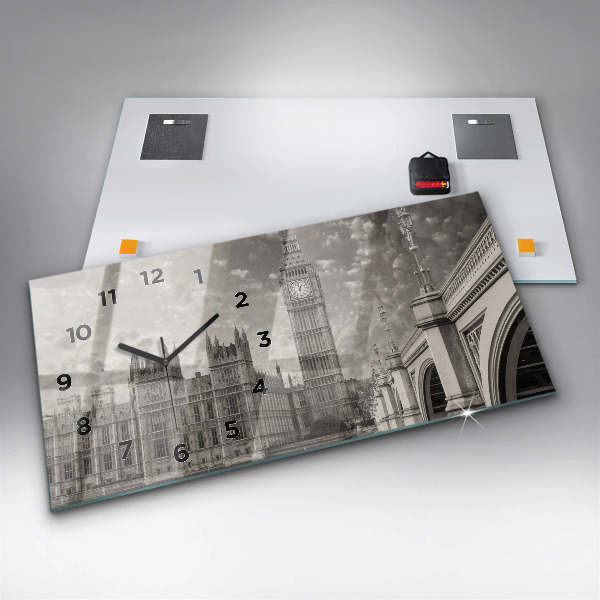 Glass wall clock rectangular London England Big Ben