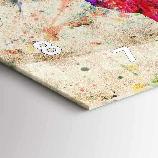 Glass wall clock rectangular Colored world map