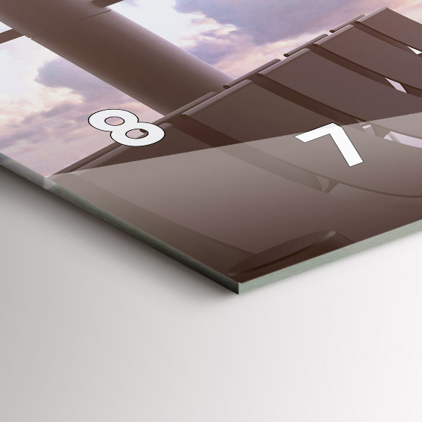 Glass wall clock rectangular Man at the airport