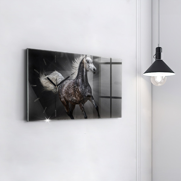 Glass wall clock rectangular Galloping horse
