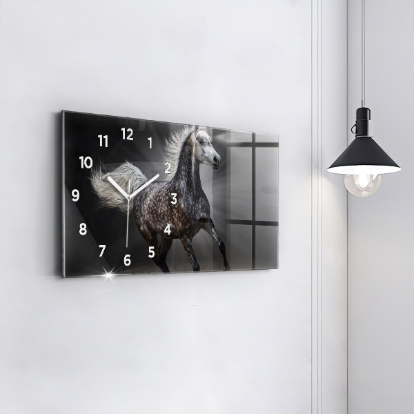 Glass wall clock rectangular Galloping horse