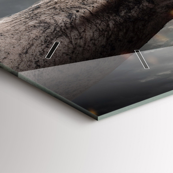 Glass wall clock rectangular Fists Strength Power