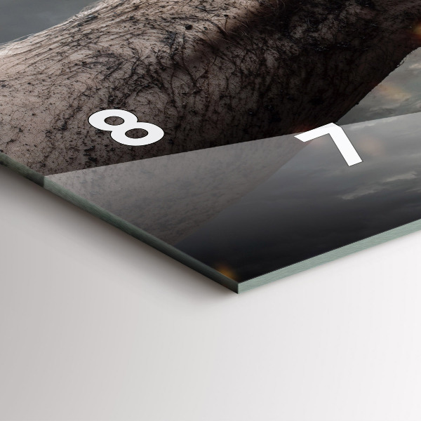 Glass wall clock rectangular Fists Strength Power