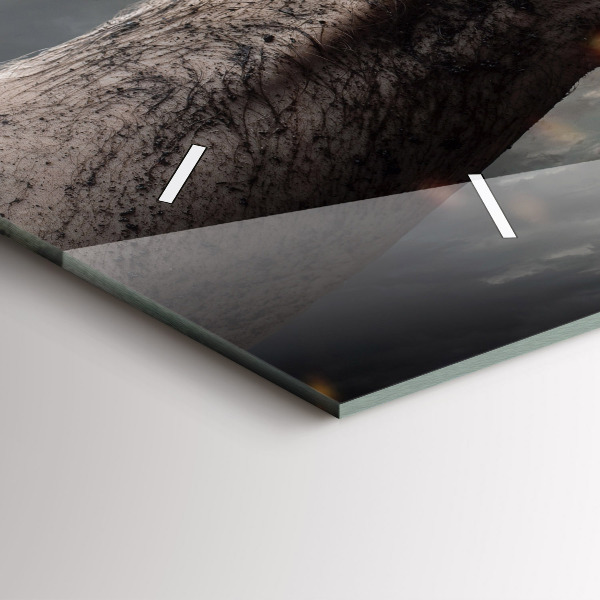 Glass wall clock rectangular Fists Strength Power