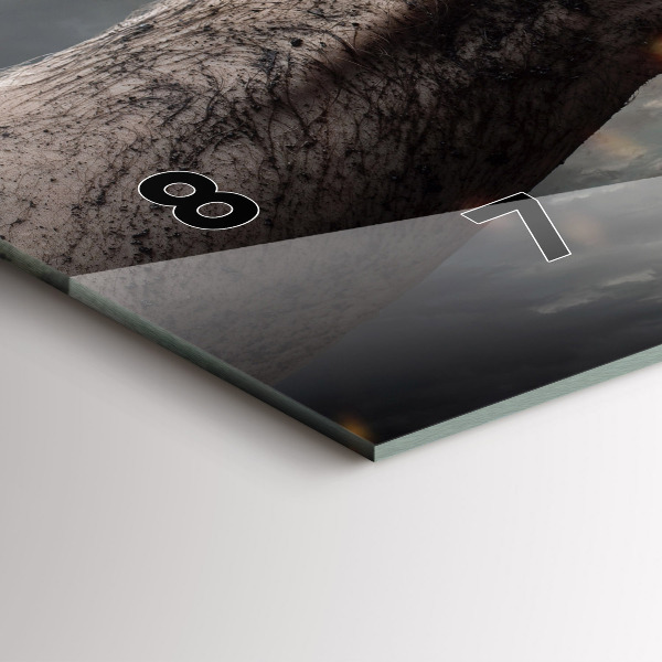 Glass wall clock rectangular Fists Strength Power