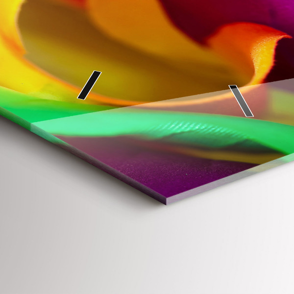 Glass wall clock rectangular Rainbow Rose