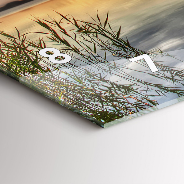 Glass wall clock rectangular Lake Sunset