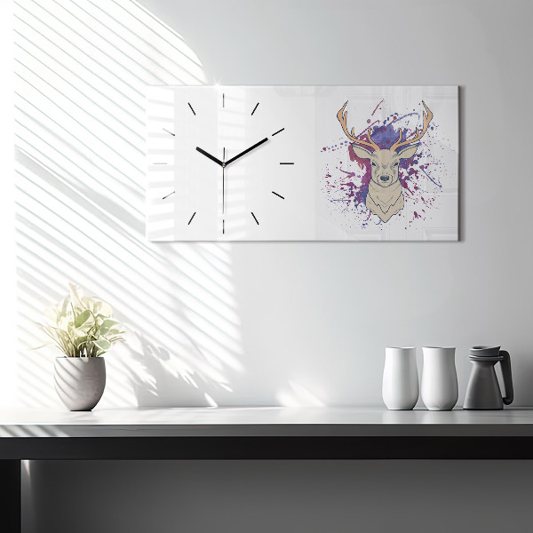 Glass wall clock rectangular Deer vector illustration