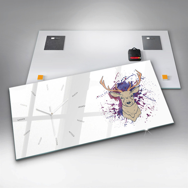 Glass wall clock rectangular Deer vector illustration