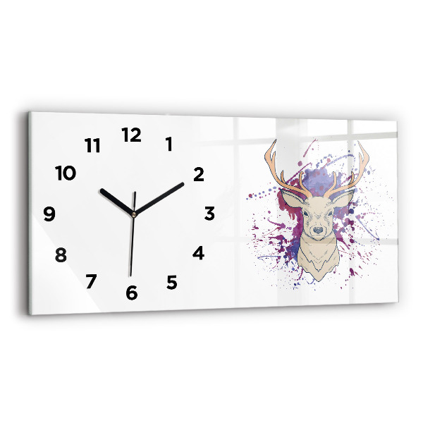 Glass wall clock rectangular Deer vector illustration