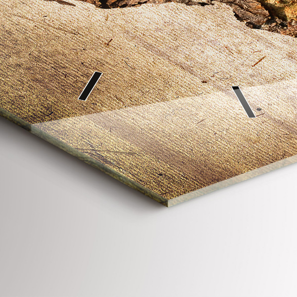 Glass wall clock rectangular Vintage world map