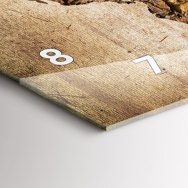 Glass wall clock rectangular Vintage world map