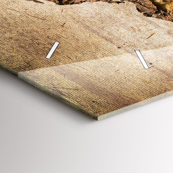 Glass wall clock rectangular Vintage world map