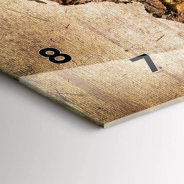 Glass wall clock rectangular Vintage world map