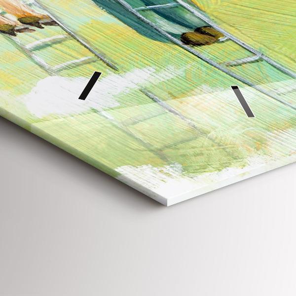 Glass wall clock rectangular People on the ladder