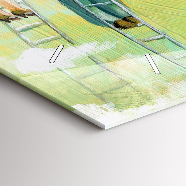 Glass wall clock rectangular People on the ladder