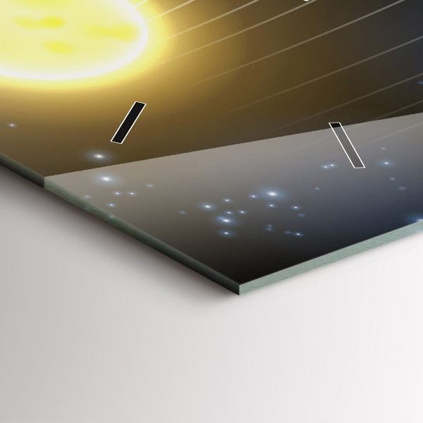 Glass wall clock rectangular Solar system