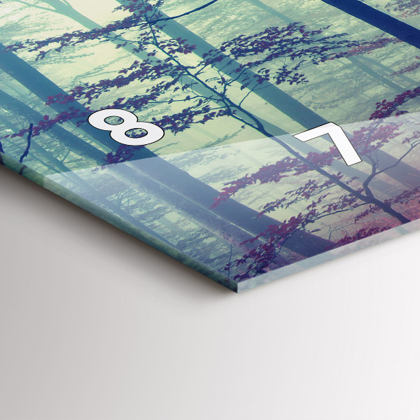 Glass wall clock rectangular Autumn road Forest Fog