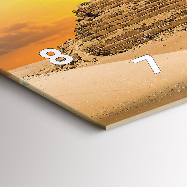 Glass wall clock rectangular Pyramids and sunset