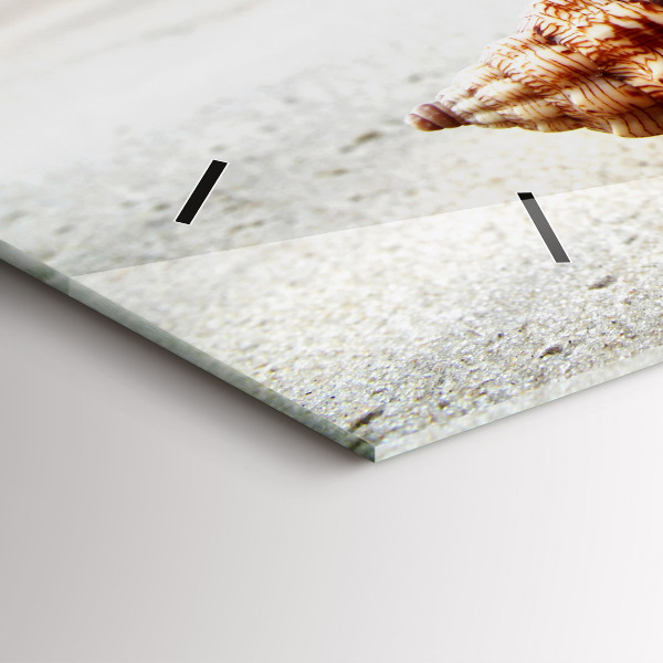 Glass wall clock rectangular A shell on the beach