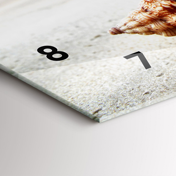 Glass wall clock rectangular A shell on the beach
