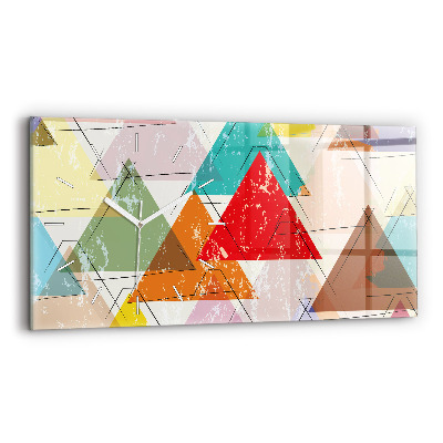 Glass wall clock rectangular Triangles geometric pattern