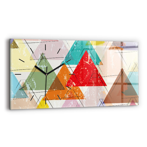 Glass wall clock rectangular Triangles geometric pattern